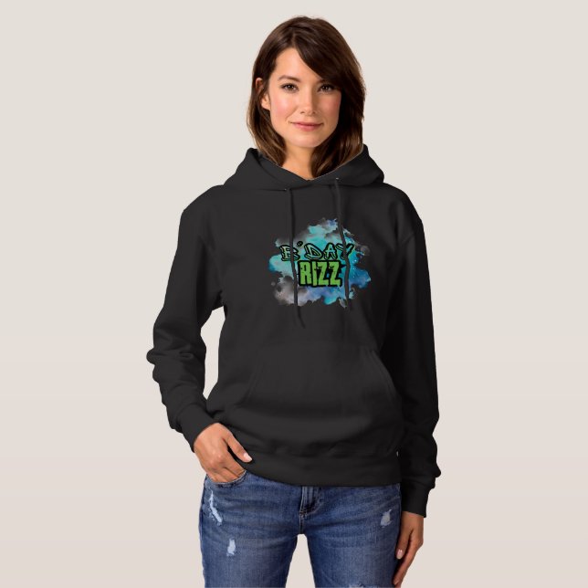 B'Day (Geburtstag) Rizz Grün und einfarbig blau Hoodie (Vorne ganz)