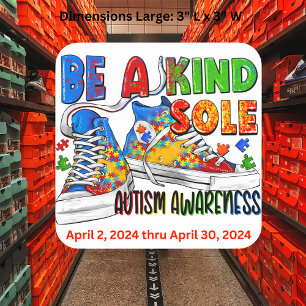 "Be a Kind Sole" - Stickers Carrés d'autisme