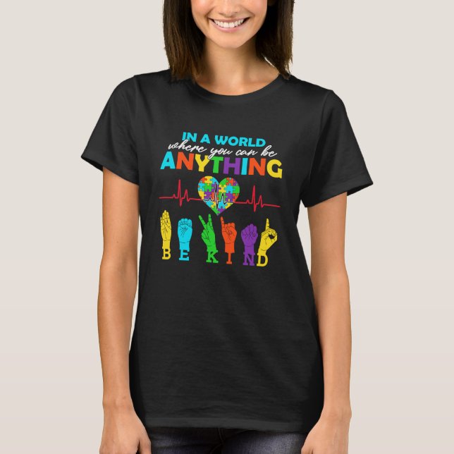 Be Anything Be Kind Autism Awareness Puzzle Heart  T-Shirt (Vorderseite)
