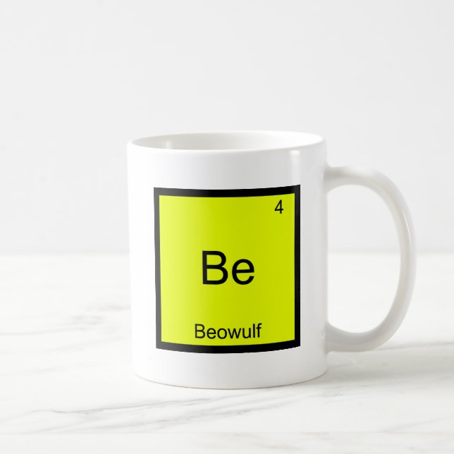 Be - Beowulf Funny Chemistry Element Symbol T-Shir Kaffeetasse (Rechts)