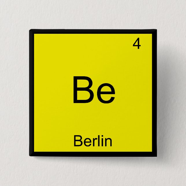 Be - Berlin Funny Chemistry Element Symbol T - Shi Button (Vorderseite)