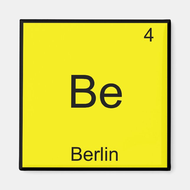 Be - Berlin Funny Chemistry Element Symbol T - Shi Magnet (Vorne)