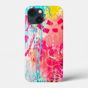 "Be Brave" Abstrakte Fun Paint Spritzer Pink Aqua Case-Mate iPhone Hülle