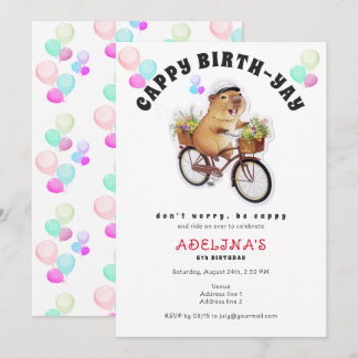 Be Cappy Capybara Fahrrad Kinder Niedliche Geburts Einladung