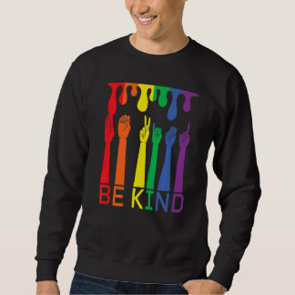 be child, rainbow colours, hands with finger langu sweatshirt