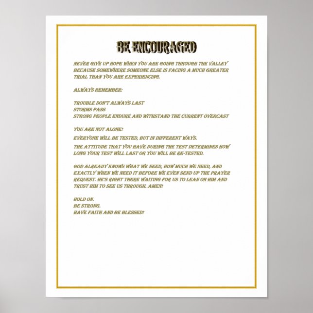 Be Encouraged - Poster (Devant)
