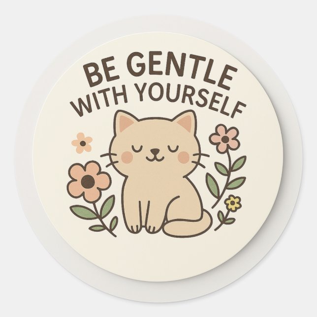 Be Gentle With Yourself Cat Sticker (Vorderseite)