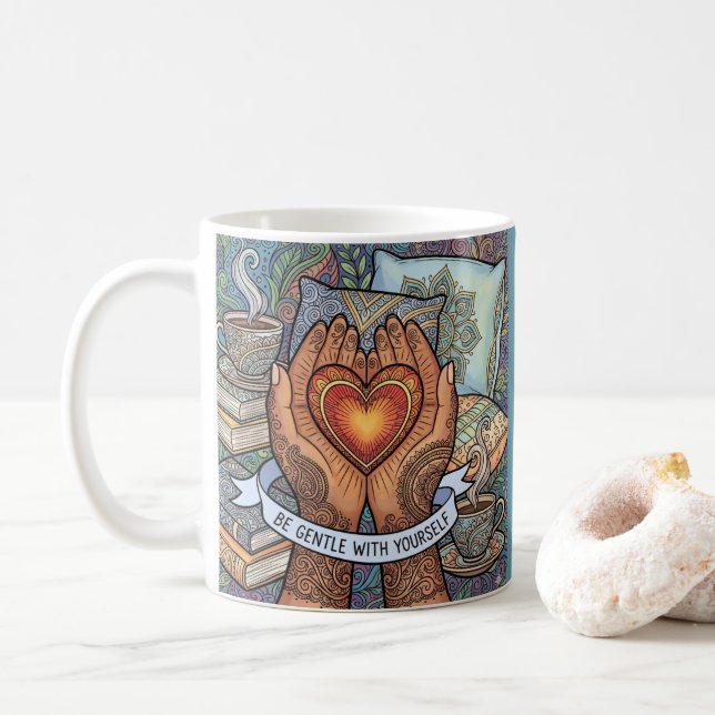Be Gentle With Yourself Personalized Mug Kaffeetasse (Mit Donut)