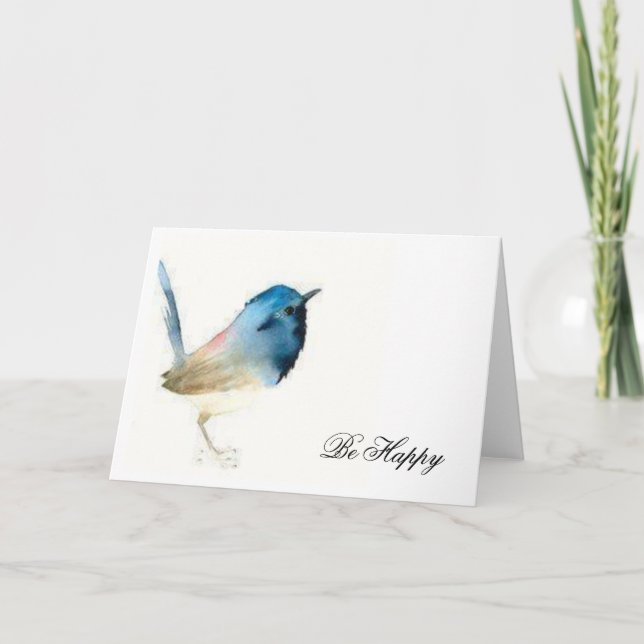 Be Happy - Bluebird mit Text Karte (Vorderseite)