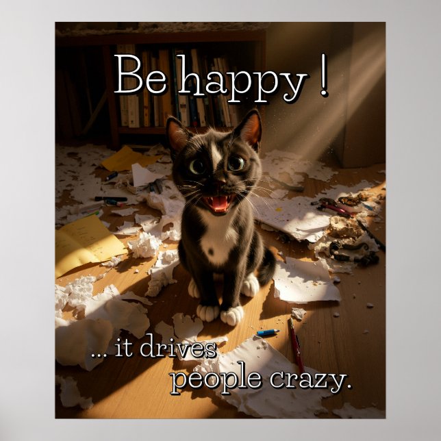 Be Happy Cat - Paper Mess Edition Poster (Vorne)