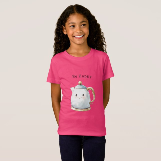 Be Happy Cute Teapot T-Shirt (Vorne ganz)