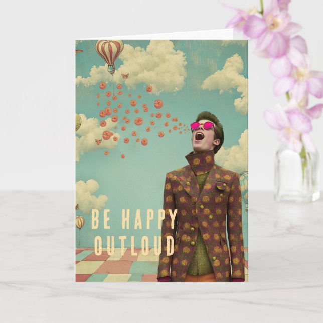 Be Happy| Gruß surreal Art Karte (Orchidee)