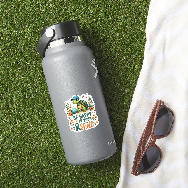 Be Happy In Your Own Shell Turtle Autism Awareness Aufkleber (HydroFlask Insitu)