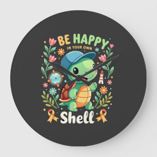 Be Happy In Your Own Shell Turtle Autism Awareness Große Wanduhr