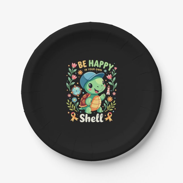 Be Happy In Your Own Shell Turtle Autism Awareness Pappteller (Vorderseite)