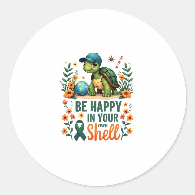 Be Happy In Your Own Shell Turtle Autism Awareness Runder Aufkleber (Vorderseite)