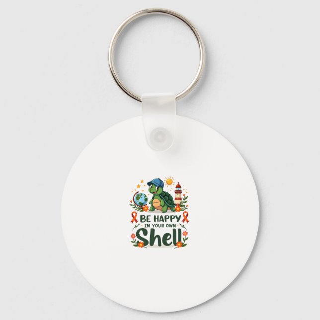 Be Happy In Your Own Shell Turtle Autism Awareness Schlüsselanhänger (Vorderseite)