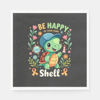 Be Happy In Your Own Shell Turtle Autism Awareness Serviette