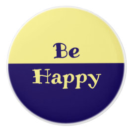 Be Happy Keramik Knob (Butter Yellow & Navy Blue) Keramikknauf