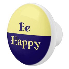 Be Happy Keramik Knob (Butter Yellow & Navy Blue) Keramikknauf