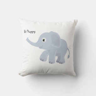 Be Happy Lavender Elephant Pillow Kissen