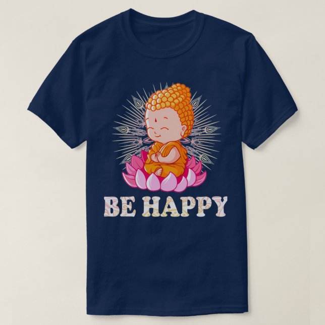 Be Happy Little Buddha T-Shirt (Design vorne)