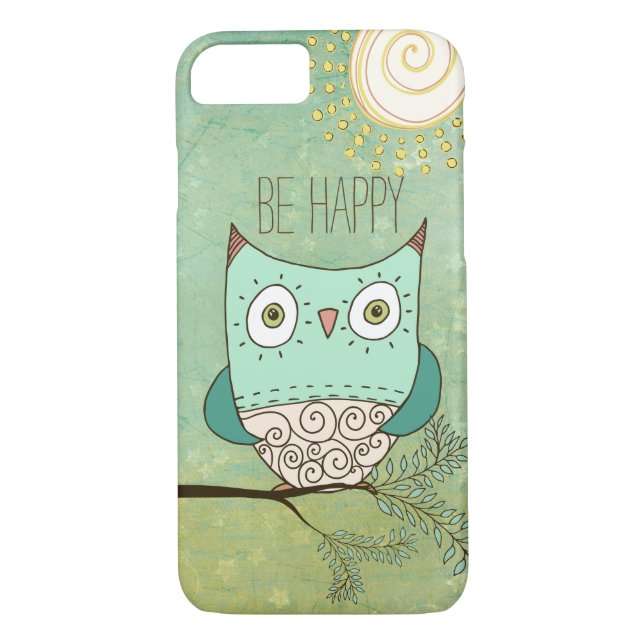 Be Happy Retro Bohemisch Owl Case-Mate iPhone Hülle (Rückseite)