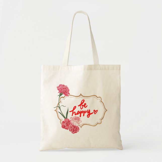 Be Happy Tote Bag Tragetasche (Vorne)