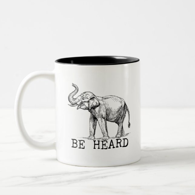 Be Heard Cute Elephant Zweifarbige Tasse (Links)