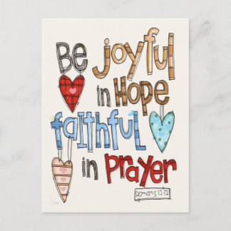 BE JOYFUL PRIMITIVE ILLUSTRATED POSTCARD POSTKARTE