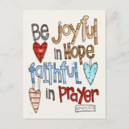 BE JOYFUL PRIMITIVE ILLUSTRATED POSTCARD POSTKARTE