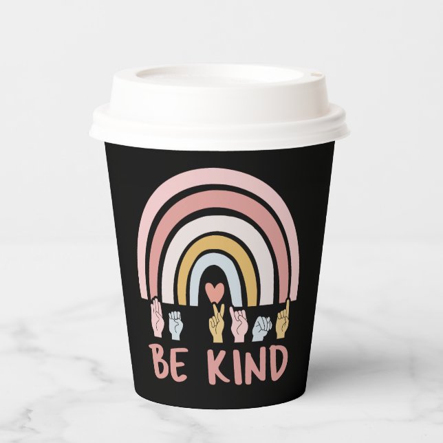 Be Kind ASL III - Amerikanische Gebärdensprache Pappbecher (Vorderseite)