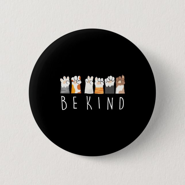 Be Kind Asl Sign Language Kindness Cat Paws Finger Button (Vorderseite)