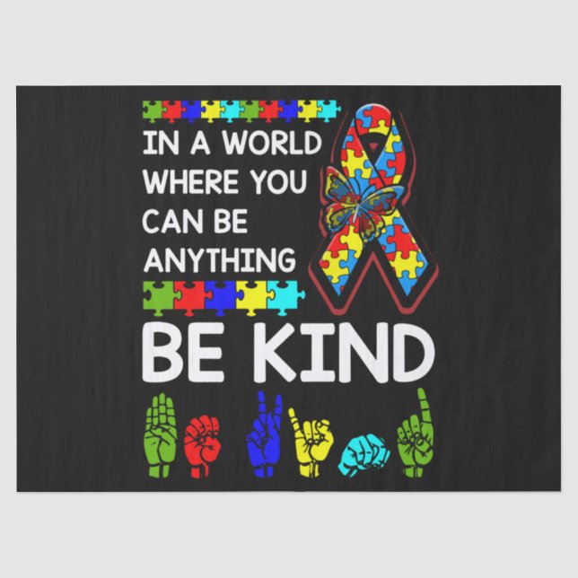 Be Kind Autism Awareness ASL Mom Teacher Kindness Seidenpapier (Vorderseite)
