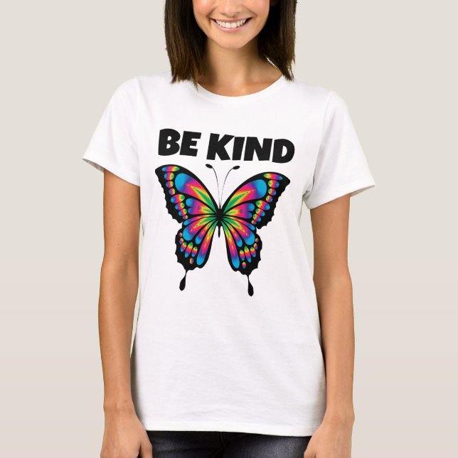 BE KIND BUTTERFLY LADIES T - SHIRT (Vorderseite)