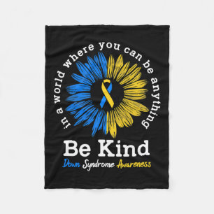 Be Kind Down Awareness Ribbon Sunflower K Fleecedecke
