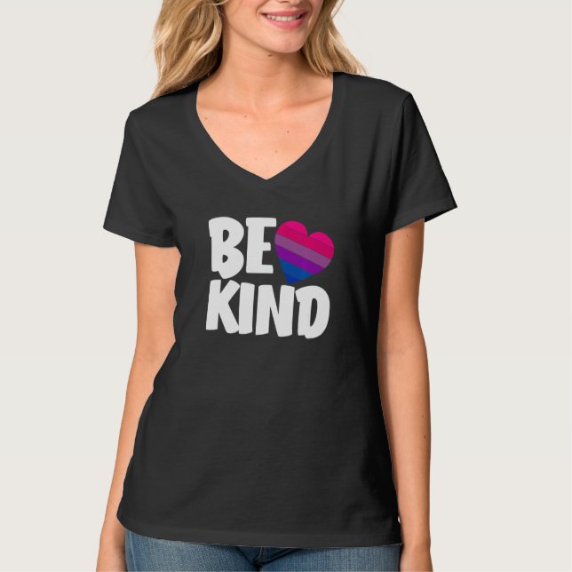 Be Kind Funny Bi Pride Flag Bisexual Premium T-Shirt (Vorderseite)