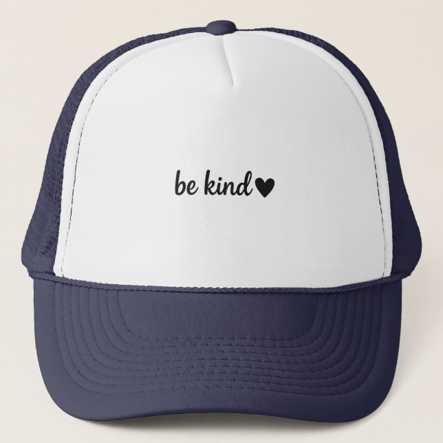 Be Kind Handwritten Quote with Heart – Minimalist  Truckerkappe (Vorderseite)