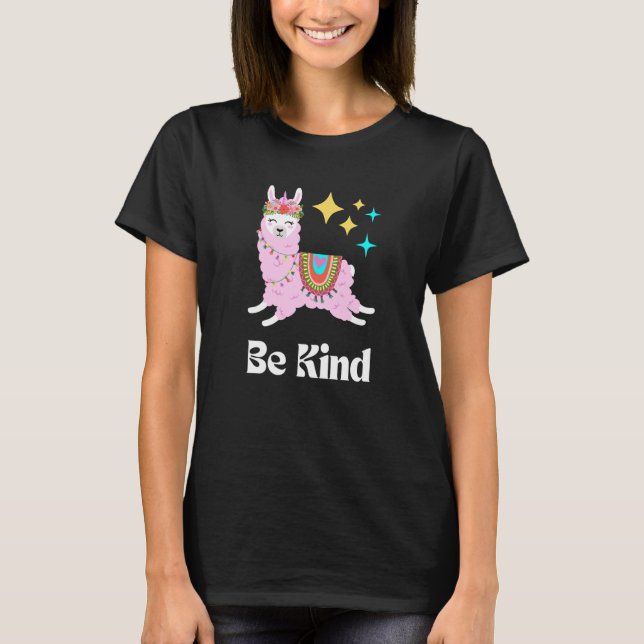 Be Kind Llama Kindness Cute Women's Empathy Pink B T-Shirt (Vorderseite)