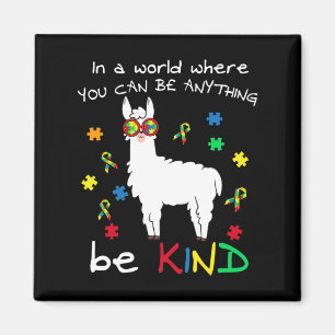 Be Kind Llama Puzzle Piece Cool Autismus Bewusstse Magnet
