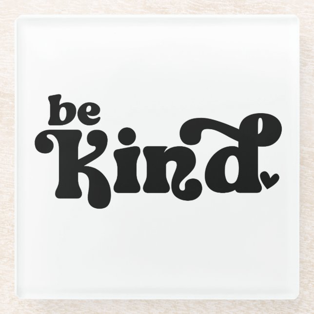 Be Kind Minimalist  – Bold Black Kindness Glasuntersetzer (Vorderseite)