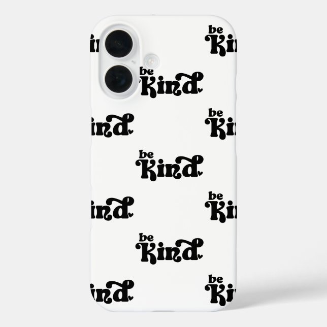 Be Kind Minimalist  – Bold Black Kindness iPhone 16 Hülle (Rückseite)