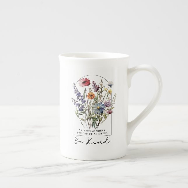 Be Kind Mug – Watercolor Wildflower Kindness  Prozellantasse (Rechts)