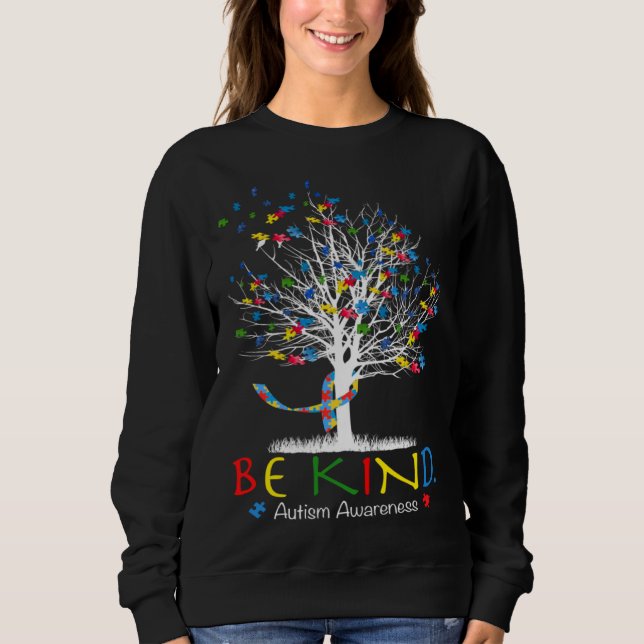 Be Kind Puzzle Tree Autism Awareness Month Kids Me Sweatshirt (Vorderseite)