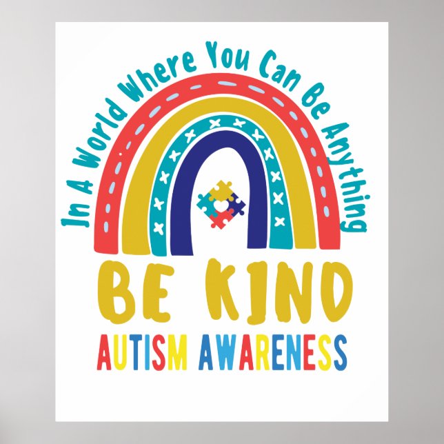 Be Kind Rainbow Autism Awareness  Poster (Vorne)