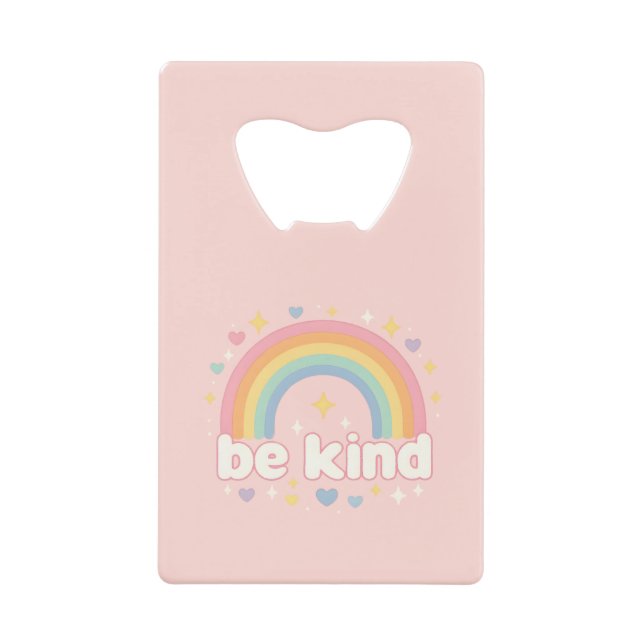 Be Kind – Rainbow Pastel Positivity Geldbeutel Flaschenöffner (Vorderseite)