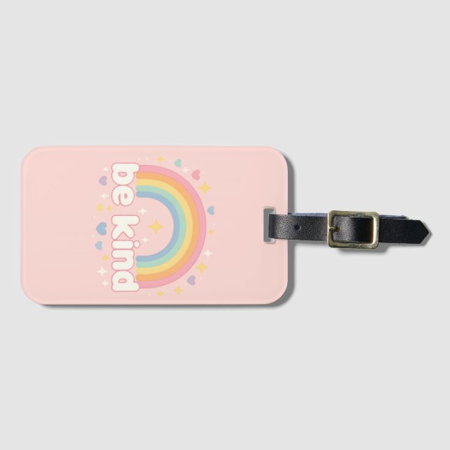 Be Kind – Rainbow Pastel Positivity Gepäckanhänger (Vorderseite (Horizontal))