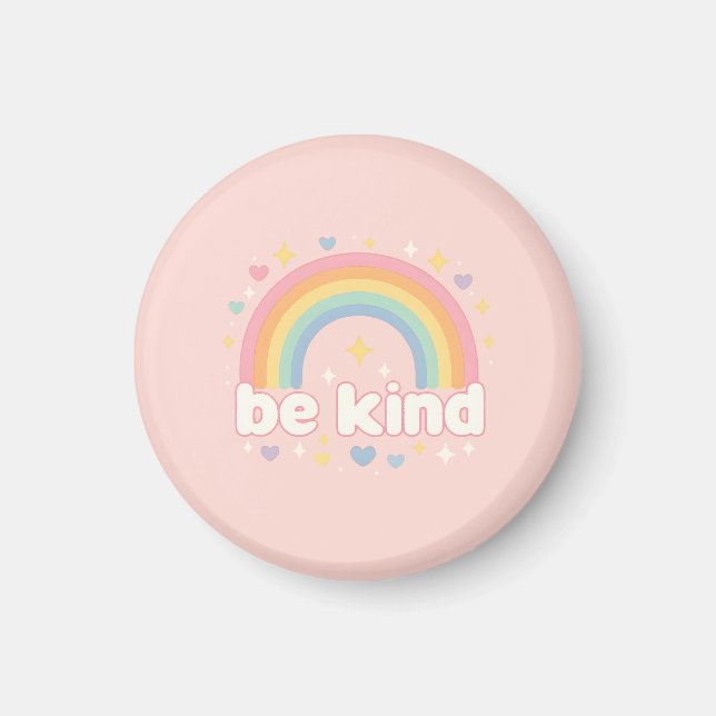 Be Kind – Rainbow Pastel Positivity Magnet (Vorne)