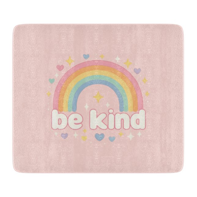 Be Kind – Rainbow Pastel Positivity Schneidebrett (Vorderseite)
