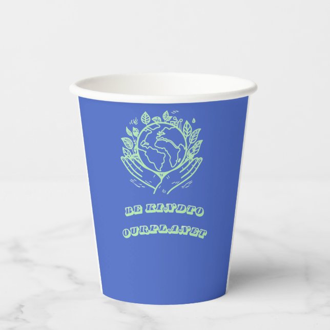 Be Kind to Our Planet: Caring Hands Earth Tee Pappbecher (Vorderseite)